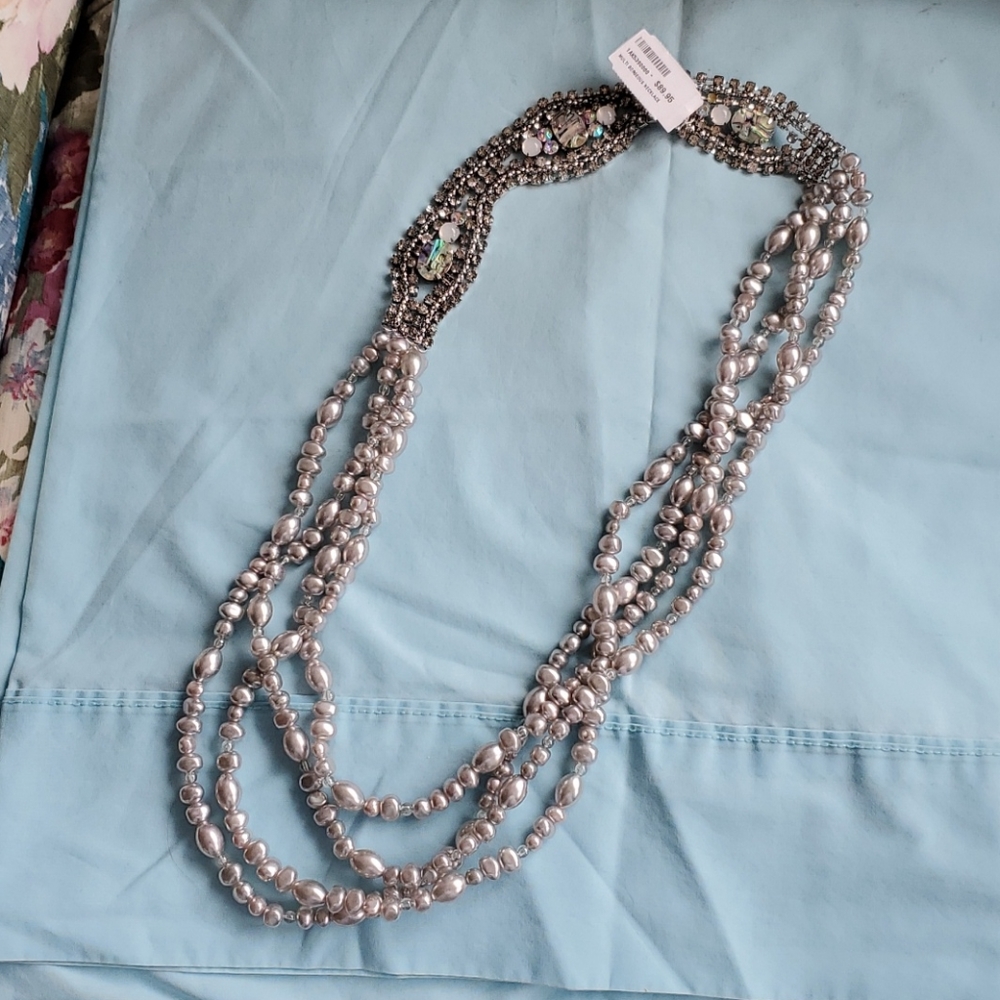 Soft Surroundings Rhinestone detail pearl necklace